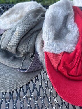 Vintage 1960s Penney’s Winter Hunting Hats Lot of 2 Faux Fur Ear Flaps 20"